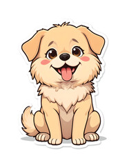 Obraz premium Cute golden retriever puppy cartoon sticker illustration