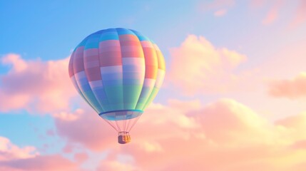Obraz premium Pastel hot air balloon gliding through a golden sky