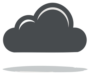 Fototapeta premium Single Gray Cloud Floating With Visible Shadow in Clean Weather Icon for Forecasts and Designs