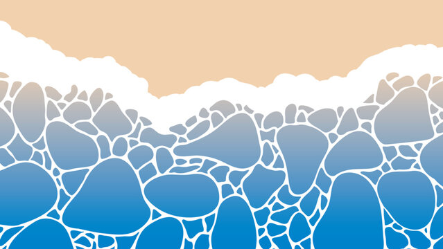 シンプルなビーチの背景装飾イラスト　海　夏　砂浜　波打ち際