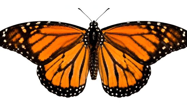 Monarch Butterfly Isolated on White Background Close Up.