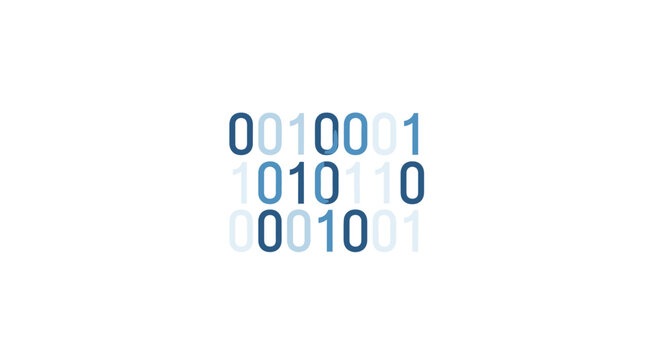 Abstract digital binary code representation on clean white background