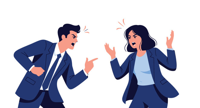 Two business professionals engaged in a heated argument or confrontation