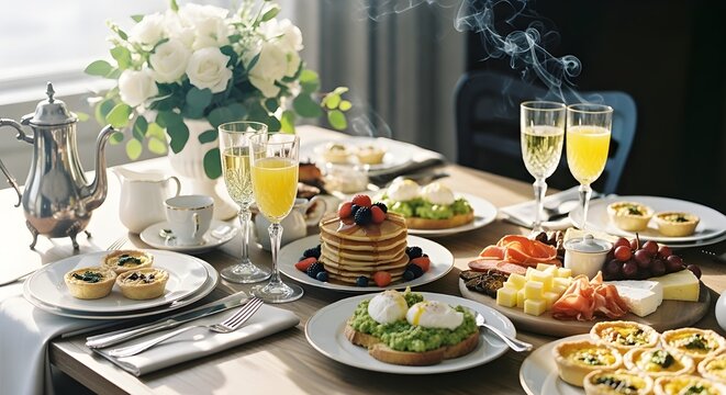 Elegant brunch setup aesthetic