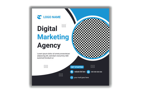 Digital Marketing Agency Template with Blue and Grey Color Scheme Vector design