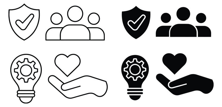 Core values integrity innovation teamwork customer centricity icon vector