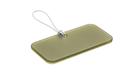 Fototapeta premium Blank shiny golden rectangle tag with white string loop.
