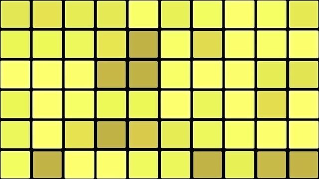 Color pattern reveal with squares in a grid layout showing various shades of yellow and brown during a creative design process