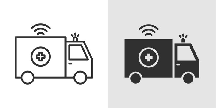 Smart Ambulance Icon epresenting advanced emergency medical services equipped with modern technology, real-time monitoring, and rapid response systems for efficient patient care and transport.