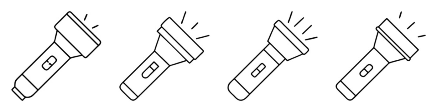 Illustration of a group of flashlight icons on a white background