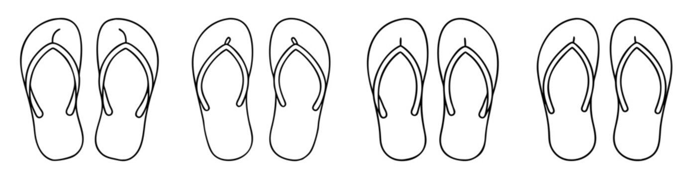 Black and white outline of flip flops arranged in a pattern