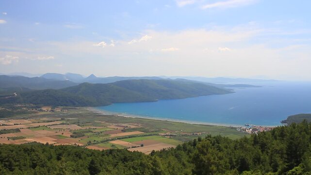 Gulf of Gokova. Mugla, Turkey Country. Breathtaking view of G&ouml;kova Gulf and the valley. On the mountain road, heading towards Akyaka at a height of 600 meters you have an aerial view of the gulf. 