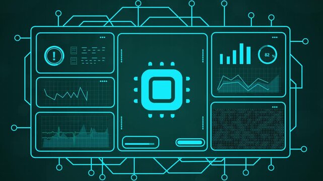 4k motion footage of futuristic digital qr code interface with glowing tech network background