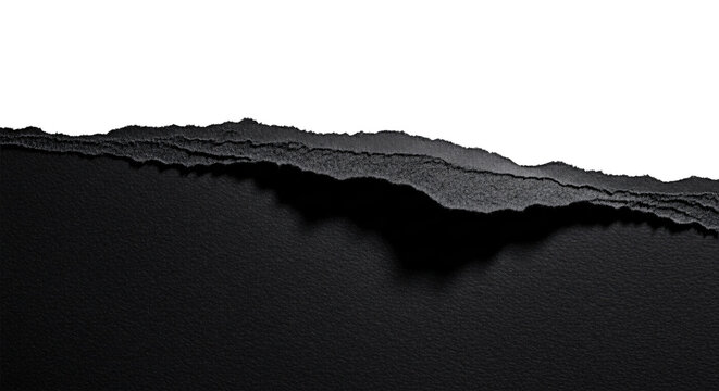 Torn black paper with transparent background abstract background.