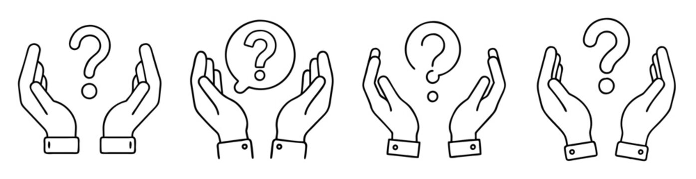 hands presenting and holding a question mark, seeking solutions and answers
