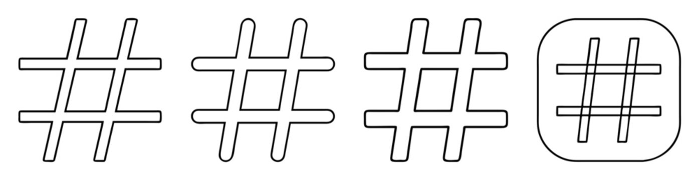 A compilation of hashtag symbols with variations in style and presentation