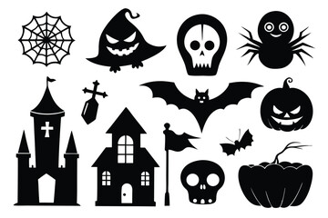 Obraz premium halloween element silhouette line art vector illustration