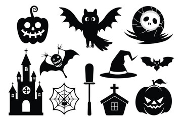 Obraz premium halloween element silhouette line art vector illustration
