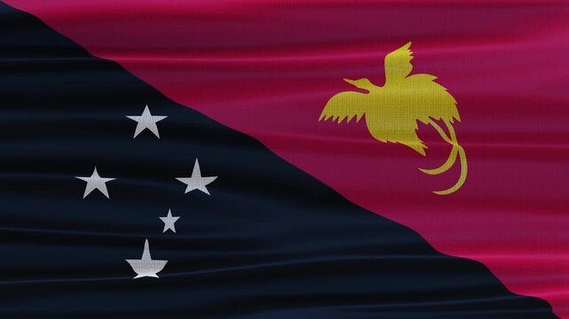 Papua flag waving in the wind with high quality fabric texture