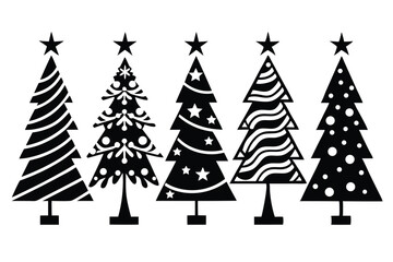 Fototapeta premium christmas tree silhouette line art vector illustration