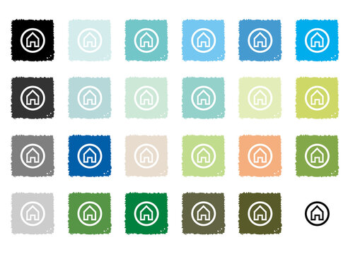 Call To Action Buttons / Web design / Square / Summer Color SetCTA / HOME / ボタン セット13 筆タッチ 夏色 四角