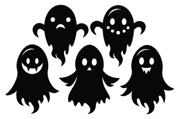 Obraz premium ghost silhouette line art vector illustration