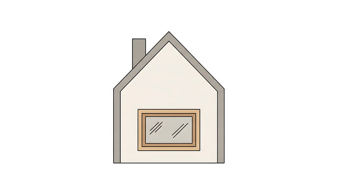 Isolated wooden house icon featuring a rustic cottage design with a roof, window, and door, presented as a professional vector illustration for real estate and residential construction business web si
