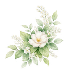 Fototapeta premium PNG Elegant floral watercolor illustration