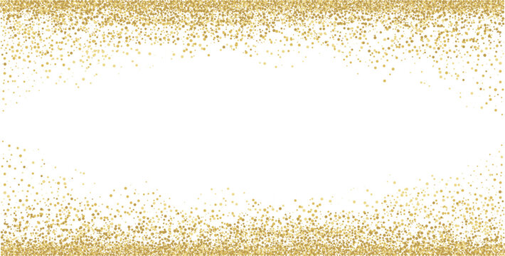 Shimmering gold sparkles and glitter dots form an elegant confetti pattern, ideal for festive backgrounds, carnival decorations, and luxury design elements.