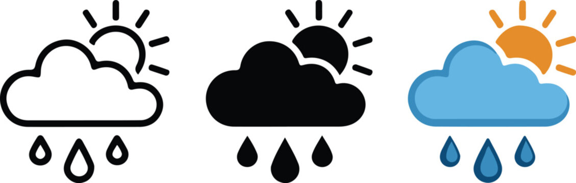 Weather icons showing different conditions Vector