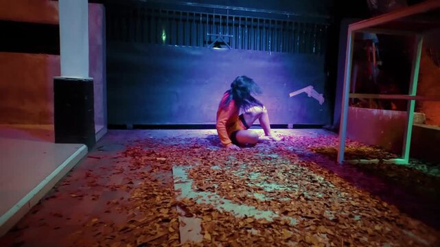 Emotional Contemporary Dance of Pain and Grief at Night