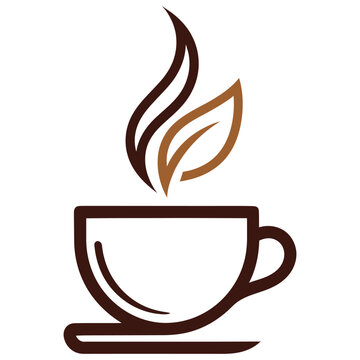 Minimalist Coffee Cup Logo with Leaf Steam Icon