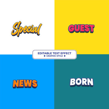 Set Editable text style effect - Special, Guest, News, Born text style theme.