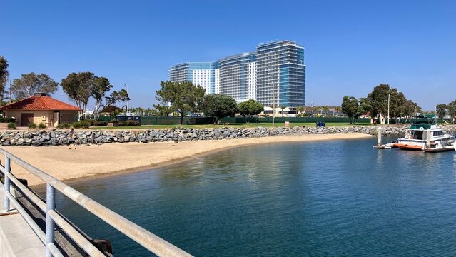 Chula Vista, CA USA - March 21, 2026: The Gaylord Pacific Resort seen across the water and Bayfront park
