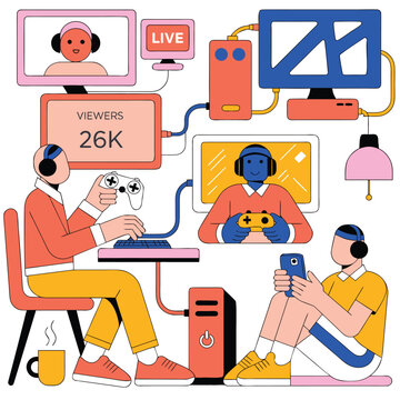 Modern Gaming Esports Players Setup Digital Entertainment Concept