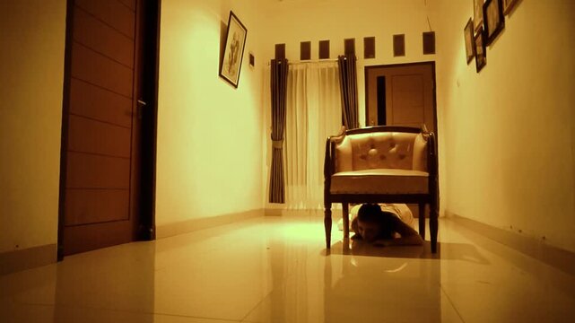 Creature-Like Contemporary Dance of a Woman Crawling on the Floor