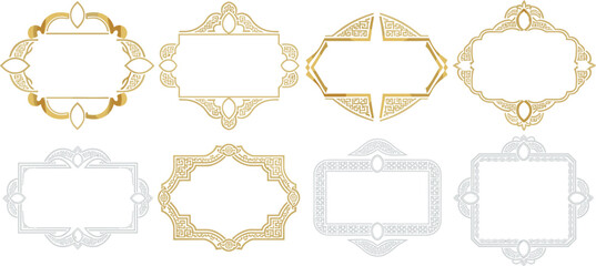 Obraz premium Ornate Golden and Silver Decorative Frame Set for Elegant Invitations, Certificates, and Digital Designs