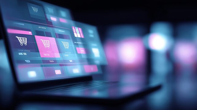 Laptop showing ecommerce platform with digital shopping interface