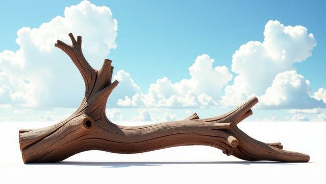 A piece of driftwood sits on the surface of a sunny beach, awaiting its fate