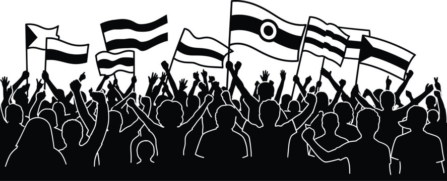 Celebrating fans with national flags a vibrant scene from the global soccer championship tournament