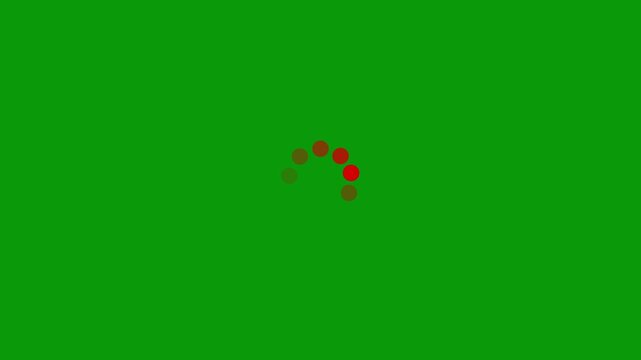 Red loading spinner animation on green background progress circle