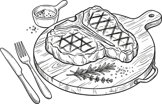 hand drawn vector illustration of a beef steak