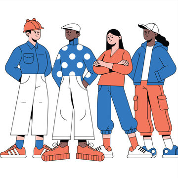 Diverse group of young people in stylish casual clothing with generation