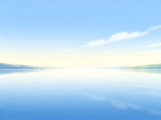 Fototapeta premium Serene Lake Landscape with Clear Blue Sky and Reflection