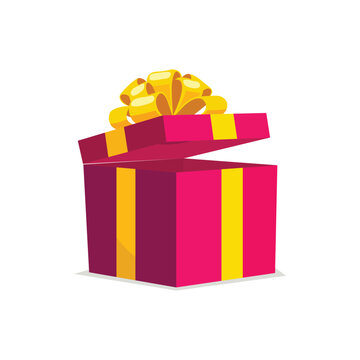 Unboxing festive surprises: vibrant gift box with golden ribbon for celebration of birthdays, holidays, and anniversaries.