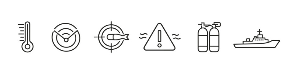 Obraz premium Collection of marine and naval icons representing various maritime concepts and equipment
