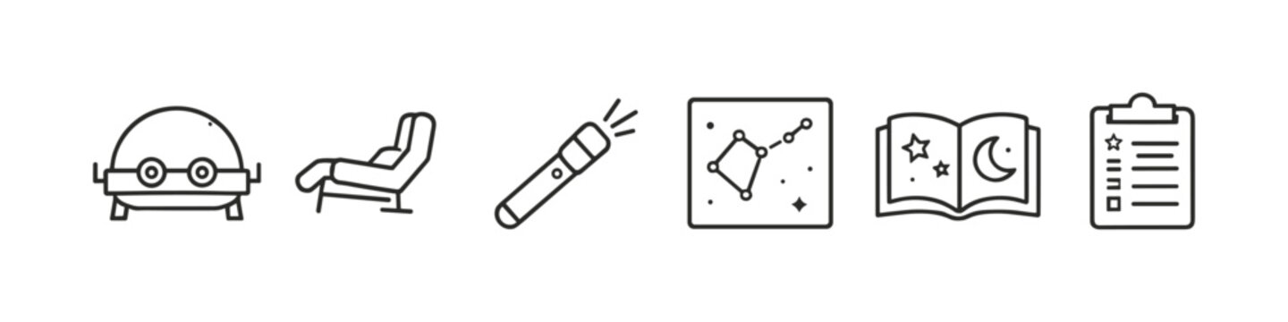 Collection of icons representing relaxation, learning, and observation activities
