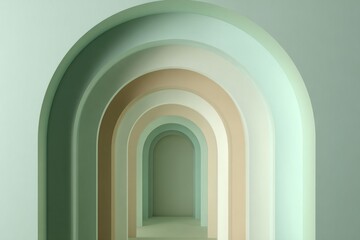 Fototapeta premium Minimalist pastel arches in soft green and beige tones