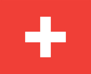 Fototapeta premium Switzerland national flag vector illustration, official Swiss flag with white cross on red background, patriotic European country symbol