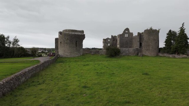 Aerial view of Roscommon castle in the Republic of Ireland